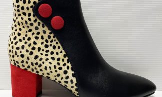 Via Nova Huffy Black Kid/Ocelot Red Suede